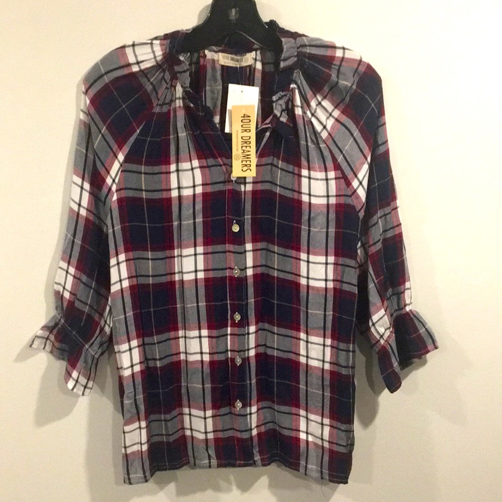 4OUR DREAMERS Flannel Button down Top Size XS